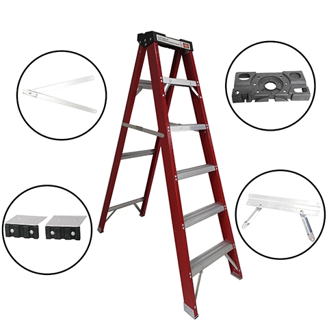 Fiberglass step ladder with tool tray Accessories