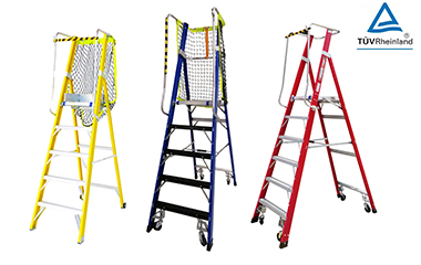 Fiberglass platform ladder passed EN131 standard by TUV